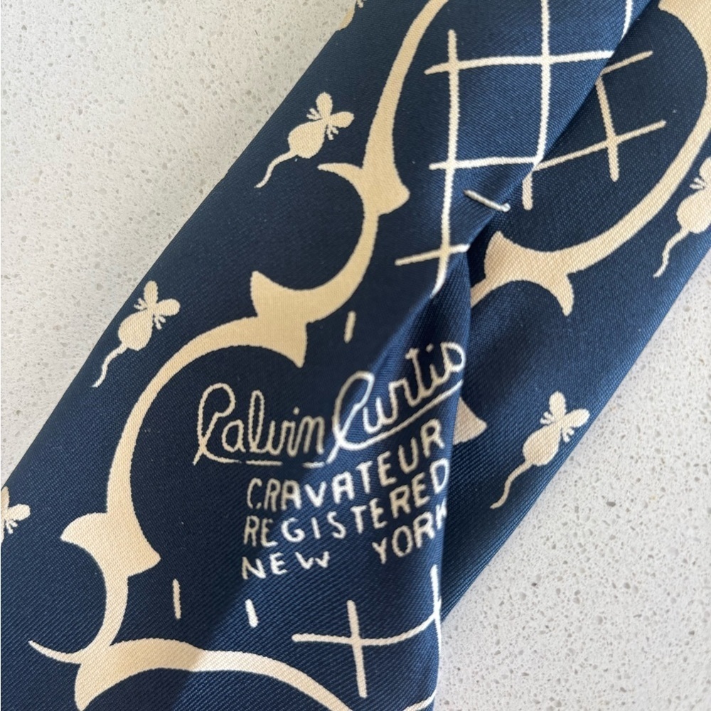 Calvin Curtis Cravateur Mens Vintage Mouse Print neck Tie 2.75” Narrow Collector - Picture 7 of 7